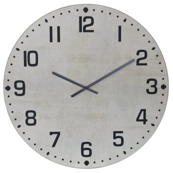 Spencer - Metal and Wood Industrial Wall Clock with Chalk White Finish