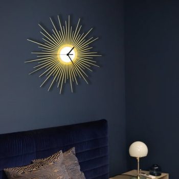 The Big Bang - 23.5 in Sunburst Wall Clock, Handmade Home Decor, Stylish Art-deco Analog Golden Clock