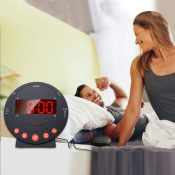 UAEBM Alarm Clock with Bed Shaker Vibrating Alarm Clock LED Digital Display for Heavy Sleepers Adults Kids Teenager Alarm Clock without Bed Black