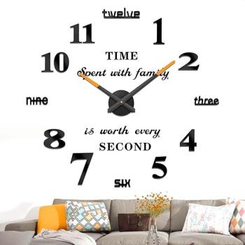 VANGOLD Frameless DIY Wall Clock 3D Mirror Wall Clock Large Mute Wall Stickers for Living Room Bedroom Home Decorations