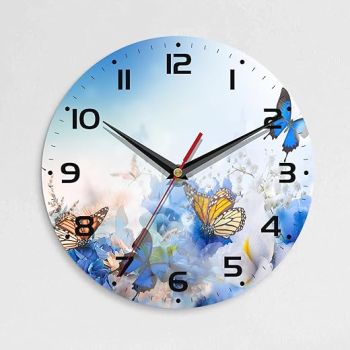 Wall Clock, 10 Inch Silent Non-Ticking Home Kitchen Decor, Battery Operated for Bathroom Bedroom Living Room Office(Butterfly Flower Daisies)