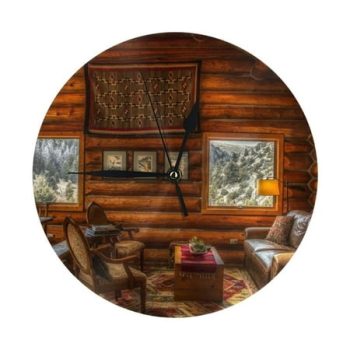 Wall Clock Log Cabin Inside Wall Clocks Battery Operated, Modern Wall Clock for Bedroom, Classroom, Living Room, Office, Home Decor