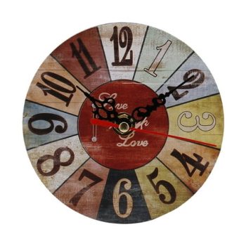 Wooden Wall Clock Silent Non-Ticking Rustic Laundry Room Wall Clock Arabic Numerals Hanging Clock for Laundry Room Decor