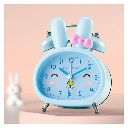 3.5 Inches Twin Bell Loud Alarm Clock for Kids, Backlight, Battery Operated Alarm Clock for Bedrooms, Rabbit