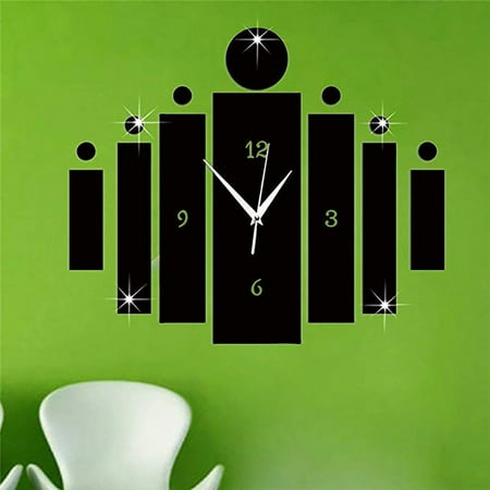 3D Mirror Silver Wall Clock Modern Design Home Decor Watch Wall Sticker Skillet Love from to Cake