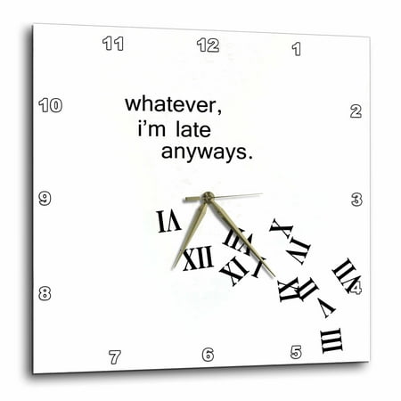 3dRose Whatever, Im late anyways falling numbers - Wall Clock, 13 by 13-inch