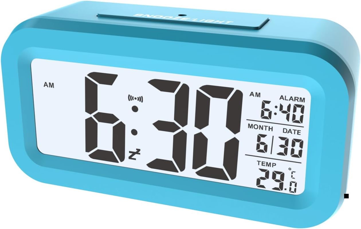 4.5 LCD Digital Alarm Clock, with Indoor Temperature,Snooze Calendar Brightness with Battery Powered Alarm Clocks Bedside for Everyone