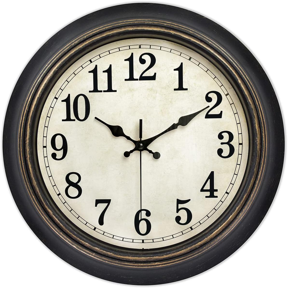 45MinST 14 Inches Retro Wall Clock, Silent Non Ticking Battery Operated Movement, Home/Wall Decor, Easy to Read, Decorate Bedroom/Living Room/Office with Arabic/Roman(Arabic)