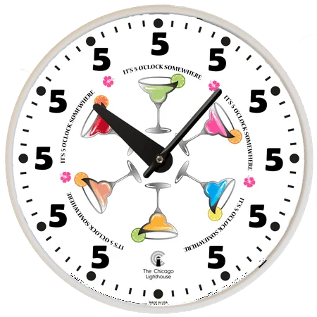 5 O'clock Somewhere 12.75 In. White Slimline Body Quartz Movement Decorative Wall Clock