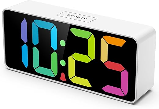 7.5 Inches Large Digital Alarm Clock for Seniors & Kids, 0-100% Dimmable Display, USB Charging Port, Adjustable Volume, Easy Operation, Snooze, Outlet Powered for Bedroom