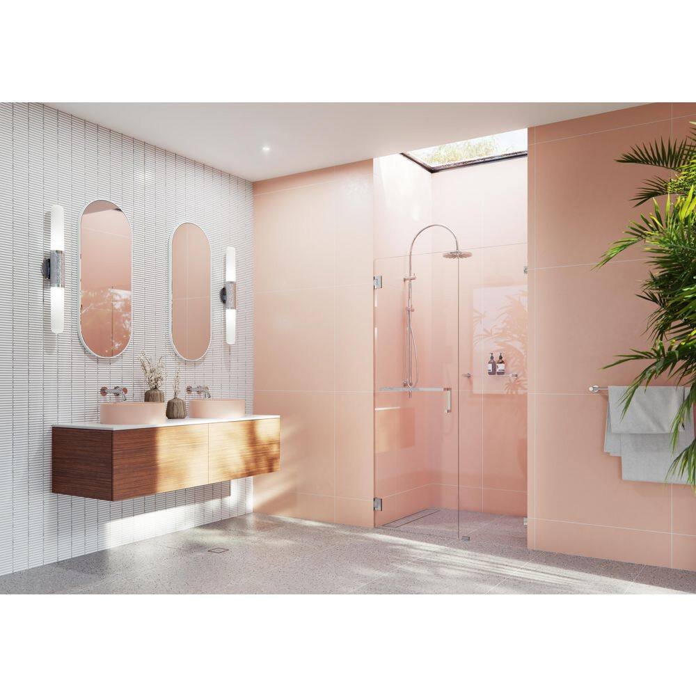 78 in. x 47.75 in. Frameless Pivot Wall Hinged Towel Bar Shower...