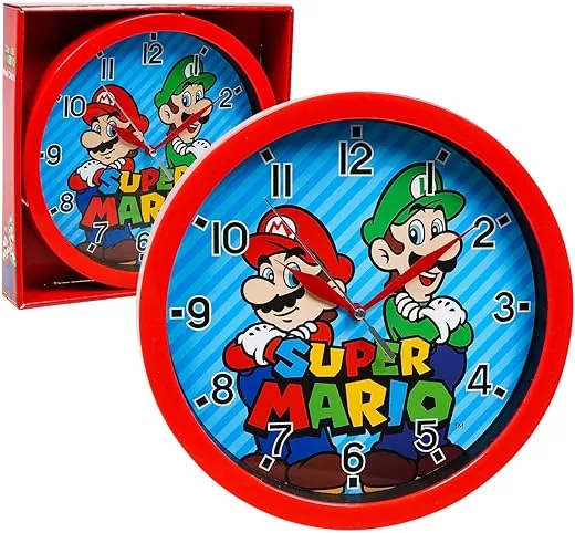 Accutime Watch Corp Super Mario Frame Wall Clock Nice for Gift or Office Home Wall Decor 9.5"