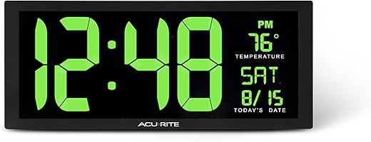 AcuRite 75155M 14.5" Large Green LED Digital Clock Inch