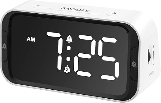 AIMILAR LED Digital Alarm Clock for Bedroom Dual Alarm Clocks with Snooze for Heavy Sleepers Adults Kids with USB Port for Charging 10~100dB Adjustable Volume and 0~100% Dimmer Level