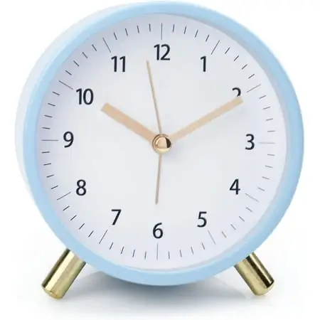 Alarm Clock 4.5 Bedside Analog Alarm Clock for Bedroom Battery Operated Round Clock with Backlight, Blue