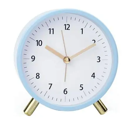 Alarm Clock 4.5Inch Bedside Analog Alarm Clock for Bedroom Battery Operated Round Clock with Backlight, Blue