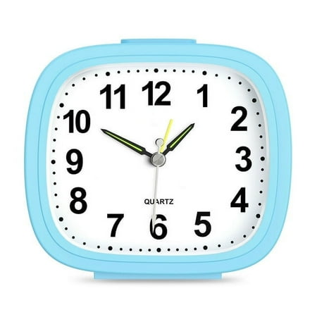 Alarm Clock, AMIR Silent Non Ticking Clock with Snooze & Night Light Alarm Clock for Kids Elderly Bedroom School Office Blue