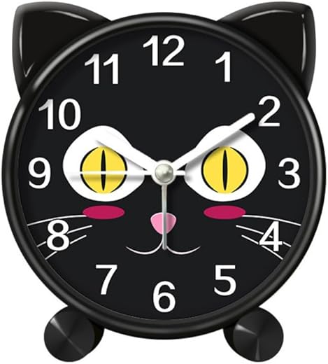 Alarm Clock for Kids Battery Operated Alarm Clocks for Bedrooms 4 Inches Small Cartoon Cat Alarm Clock Home Decoration