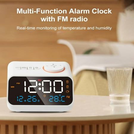 Alarm clock,Snooze Thermometer Seniors 0-100% Dimmer Clock With Alarm Clock Seniors And Kids Led Display Radio Sound Display 0-100% Dimmer Radio Dimmer Radio Dual Alarm Snooze