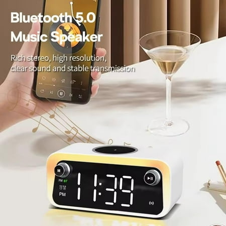 Alarm Clock With Usb Charger,Digital Clock,Wireless Charger For Iphone,Samsung Alar[2439]