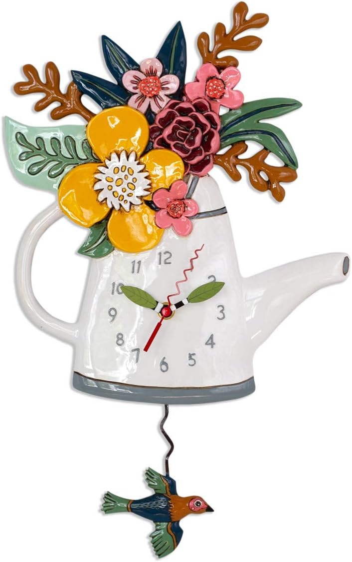 Allen Designs P1992 Swinging Pendulum Clock Blossoms 17.5 Inches X 11 Inches