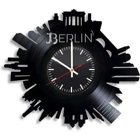 Amblelife Berlin City Germany Europe Brandenburg Gate Vinyl Wall Clock, Vinyl Record Handmade Art Decor for Home Room Kitchen, Vintage Original Gift for Any Occasion, Party Supplies Decoration