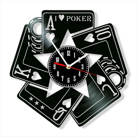 Amblelife Poker Vinyl Record Wall Clock Retro style Wall clock Silent Home Decor Unique Art Special Home Accessories Creative Personality Gift