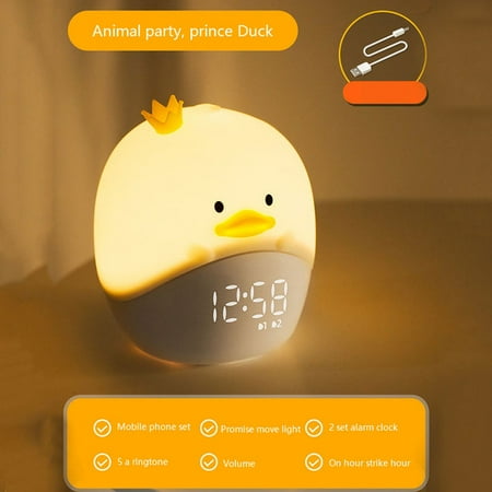 Animal Party Alarm Clock Soft Silicone LED Smart Applet Alarm Clock Children‘s Bedside Sleep Mini Electronic Alarm Clock