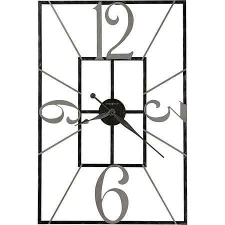 Antoine Oversized Wall Clock 625-712 – Wrought Iron, Charcoal Finished, Aged Silver Accents, Open Frame Design, Modern Home Décor, Quartz Movement