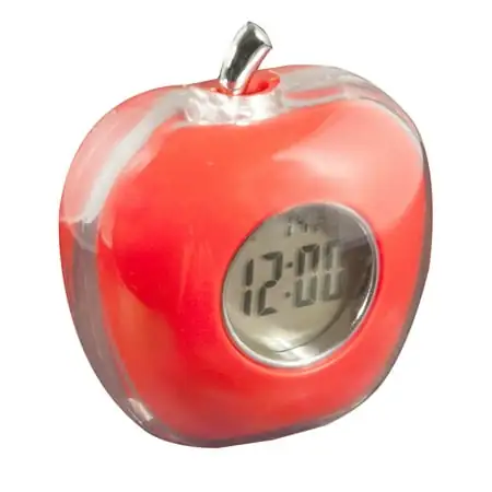 Apple Shaped Talking Alarm Clock with Temperature - Red