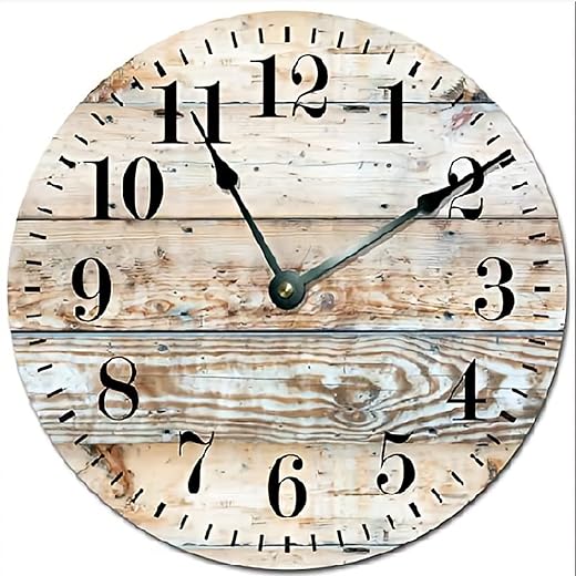 ArogGeld Vintage Wooden Round Wall Clock, 15 Inch Battery Operated Decorative Wall Clock with Silent Sweep Movement, No Frame or Glass Cover, Customizable with Name and Date