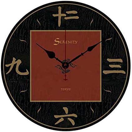 Asian Black Wall Hanging Clock Decoration French Country Design 12 inch Wood Clock