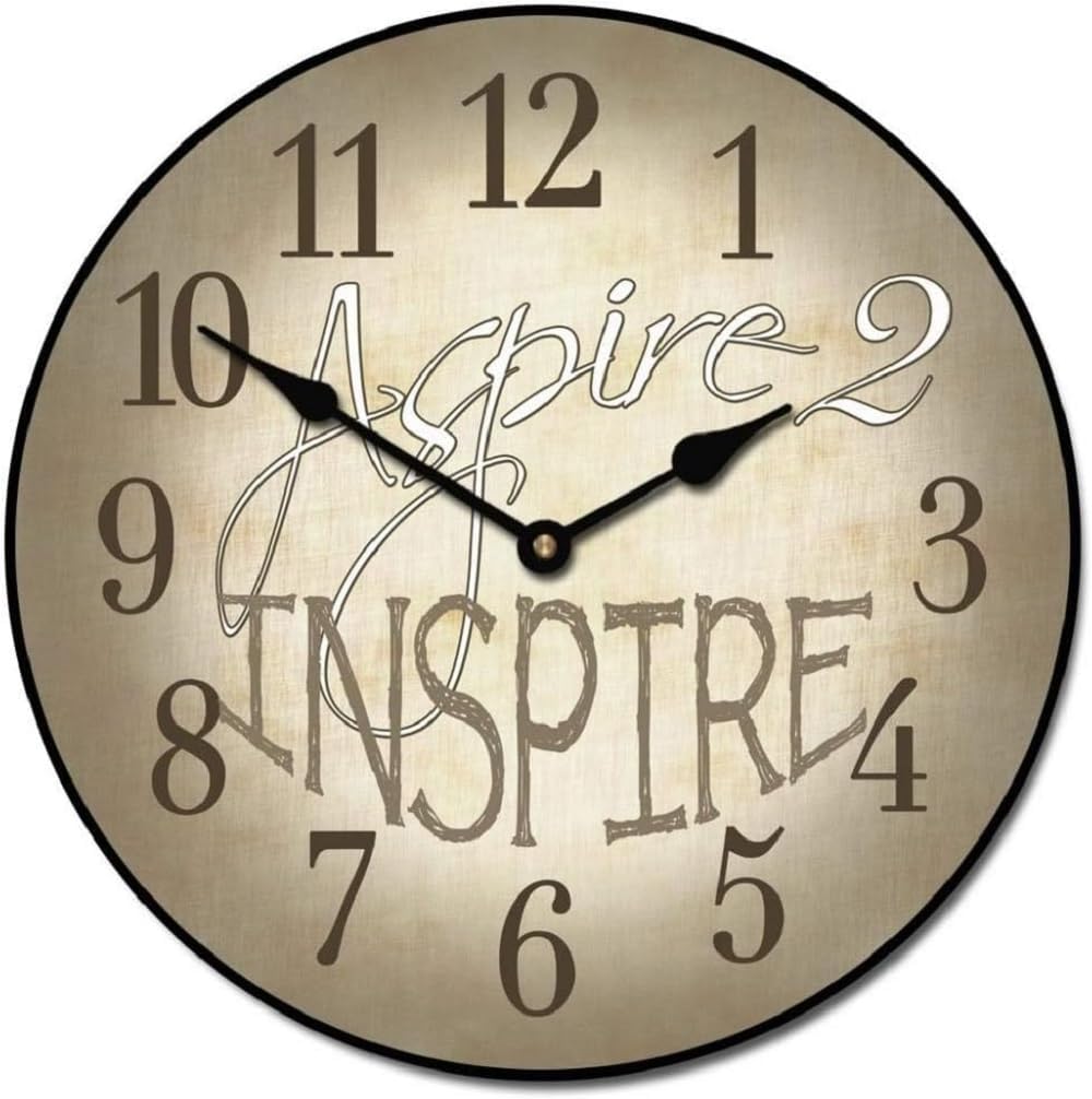 Aspire 2 Inspire Wall Clock | Ultra Quiet Quartz Mechanism | Hand Made in USA Beautiful Crisp Lasting Color | Comes in 8 Sizes 10-Inch