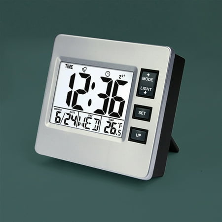 Augper Clearance Quartz Digital LCD Desk Digital Clock, Voice or Touch Activated Wake Up