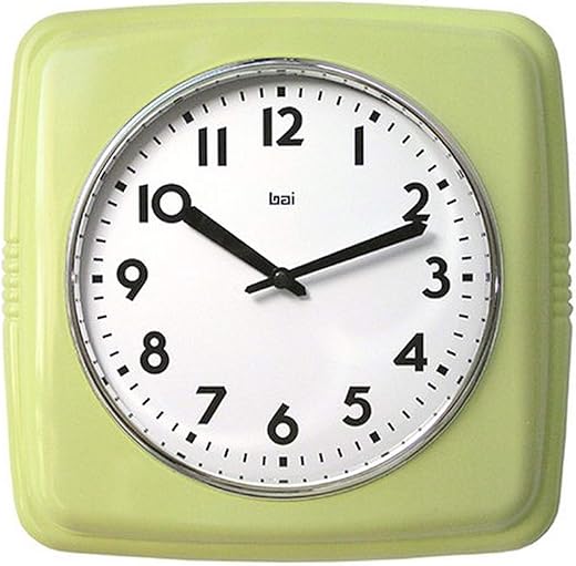 Bai Square Retro Wall Clock, Chartreuse