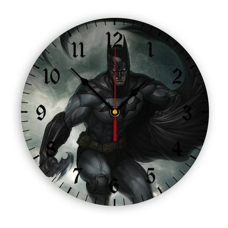 Batman Anime Wall Clock with Clear Glass Dial Silent and Non-Ticking, Suitable for Bedroom, Office, School, Home and Living Room as a Gift Or Decoration, Large Size 12 Inches