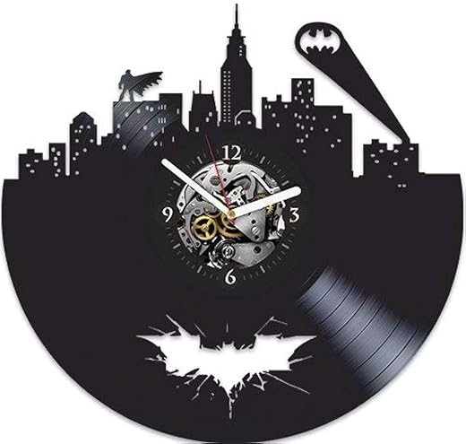 Batman Vinyl Wall Clock, Black, Analog, 100% Vinyl, Large 15 Diameter, Great Birthday, Christmas, New Year Gift for Kids and Boys