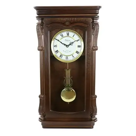 Bedford Clock Collection Chestnut Chiming Pendulum Wall Clock