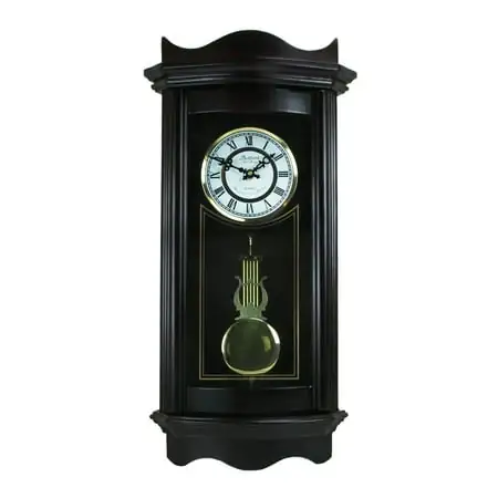 Bedford Clock Collection Weathered Chocolate Cherry Wood 25 Wall Clock with Pendulum