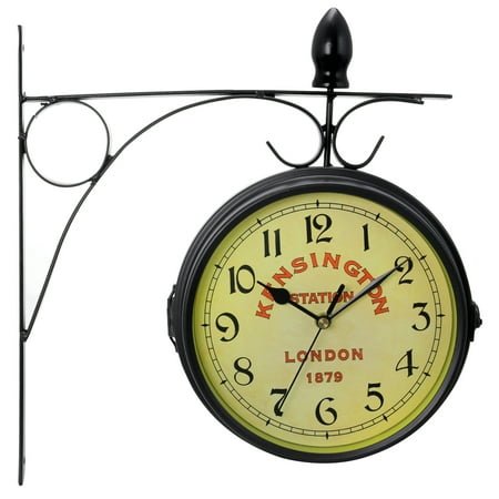 Bedford Double Sided Wall Clock Vintage Antique-Look Mount Station Clock