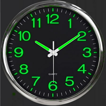 BERGUF 12 Quartz Modern Glow In The Dark Indoor Oversized Wall Clock, Silent Mechanism