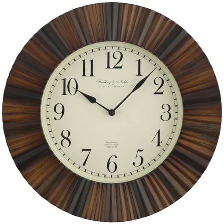 Better Homes & Gardens Indoor 15.5 Brown Traditional Arabic Ripple Frame Analog Wall Clock