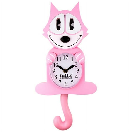 Betty Boop Pink Felix The Cat 3-D Motion Clock with Swinging Eyes and Tail