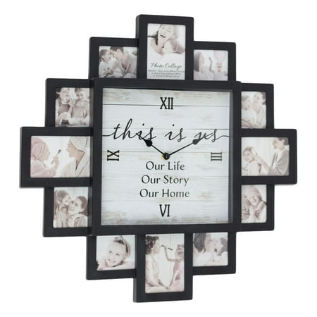 Black Farmhouse Shabby-Chic This Is Us Picture Frame Collage Wall Clock