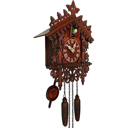 Black Forest Antique Clock House, Forest Pendulum 3.5 In Clock Dial, Traditional Wooden Cuckoo Clock Every Hour Chalet European Style Retro Home Wall Handcrafted Decor For Living Room Bedroom