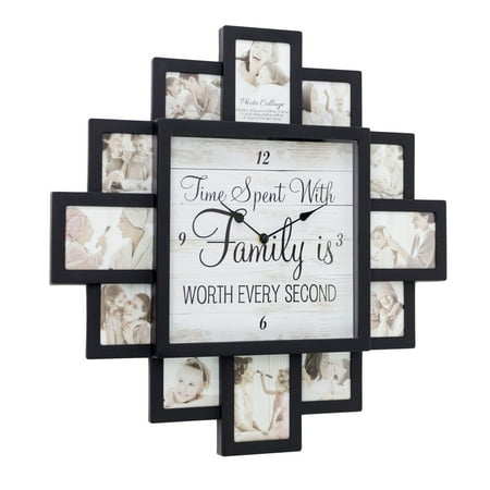 Black Worth Every Second Picture Frame Collage Wall Clock