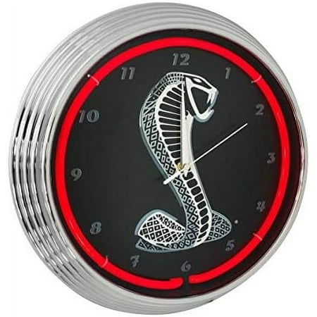 Blue Oval Industries Mustang Cobra Red Neon Wall Clock, 15-Inch