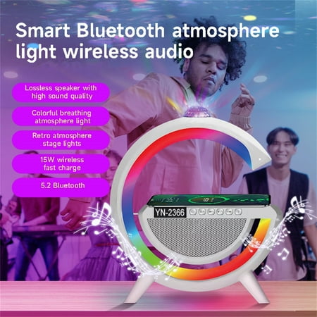 Bluetooth Speaker New Mini Wireless Speaker Charger Colourful Light With Wireless Charging Function Table Lamp Bedside Lamp With Alarm Clock Charging Function Bedroom Gifts Outdoor Speakers