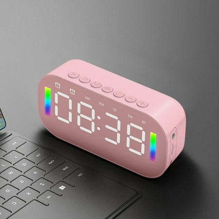 Bluetooth Speaker Wireless Bluetooth Speaker With FM Radio Mini Portable Card Mirror LED Night Lights Alarm Clock Sound Alarm Clock Settings For All Phone Gifts For Children Outdoor Speakers