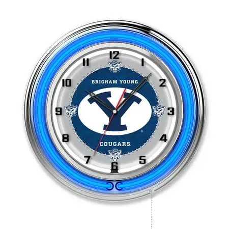 Brigham Young University 19 Double Neon Wall Clock